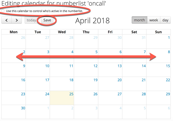 Screenshot of Shift Calendar