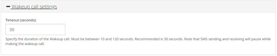 Screenshot of wakeup call settings